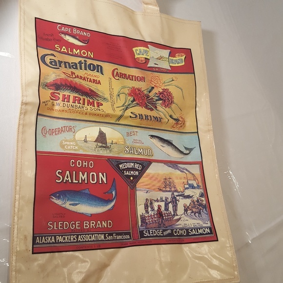 Salmon, Fish Supermarket Re-usable Tote Bag Mystic - Picture 3 of 4